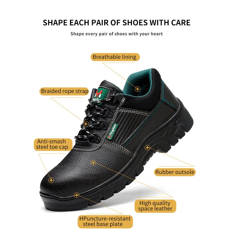 Man Work Safety Shoes Factory - PU Leather Iron Toe Puncture Resistant Boots