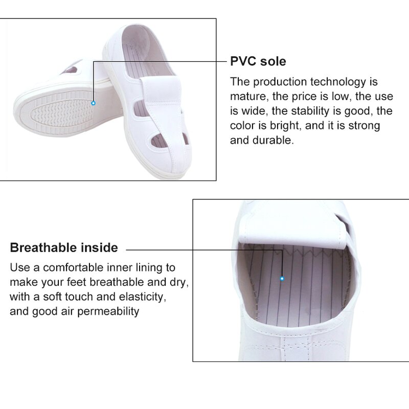 ESD Canvas Shoes Supplier - Breathable PVC Sole Antislip Clean Room Shoes
