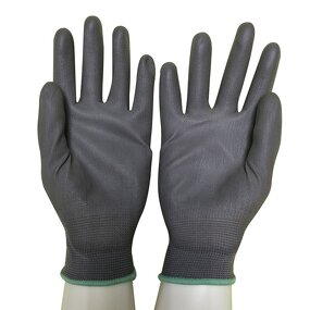 Safety Gloves Supplier - Black Gray PU Palm Coating Work Gloves