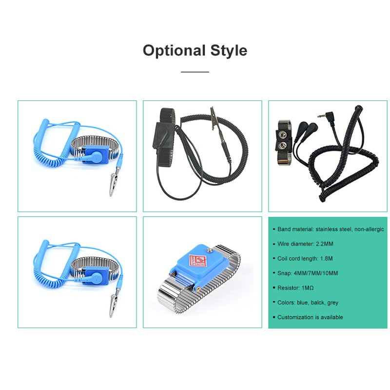 Heel Grounding Device Supplier - Blue Adjustable Conductive Hook Loop Strap