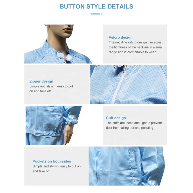 ESD Jacket Supplier - Comfortable Reusable Dust-Free Cleanroom Garment