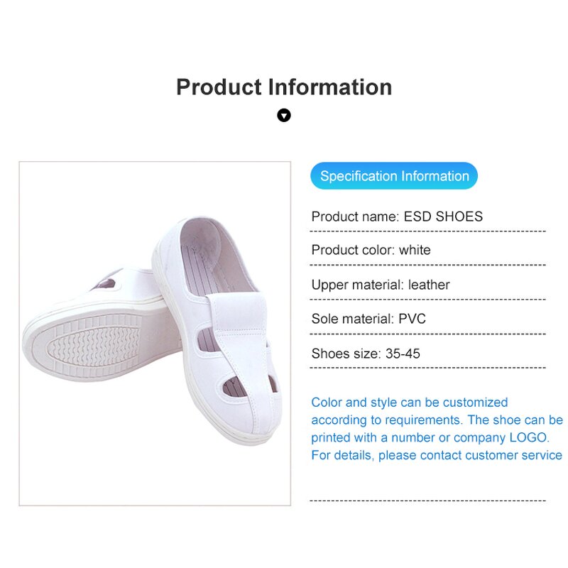 ESD Work Shoes Supplier - PU Leather Non-Slip Low Cut Breathable Shoes