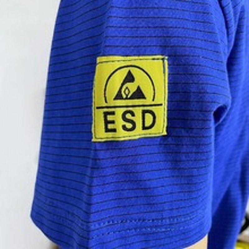 ESD Polo T-Shirt Supplier - Blue Unisex Cotton Conductive Workwear Shirt