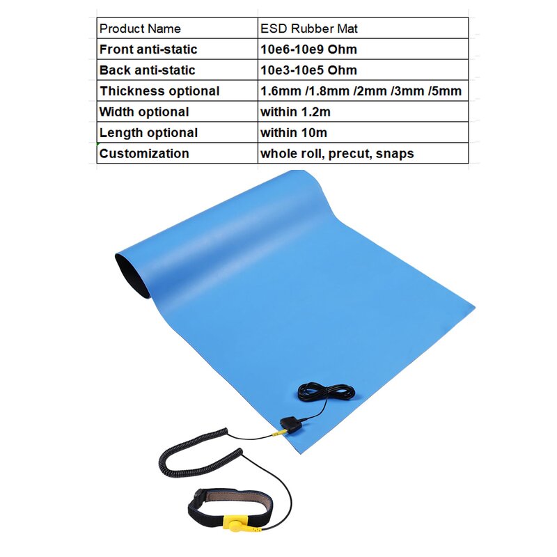 ESD Rubber Mat Factory - Black Blue Green 2 Layer Anti Static Table Mat