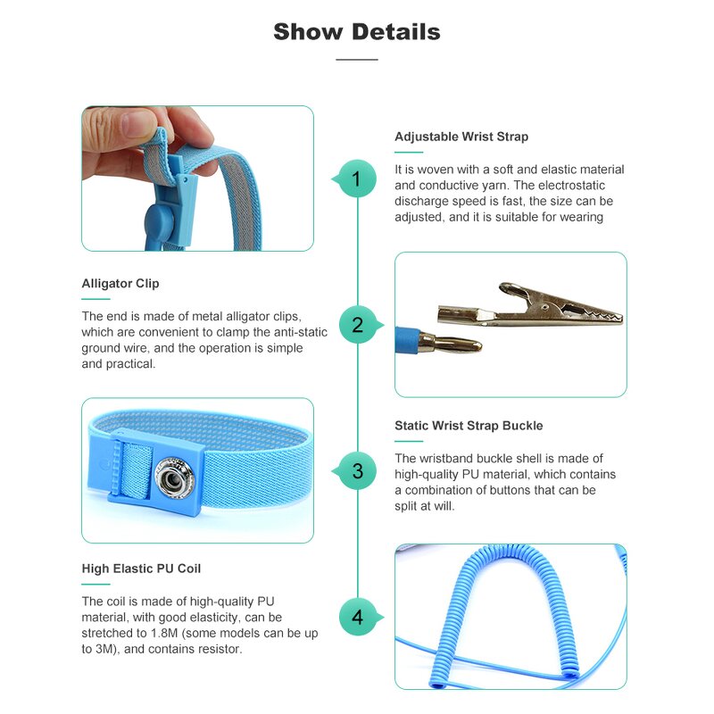 ESD Wrist Strap Supplier - Wireless Cord Ground Plug Adapter Armband