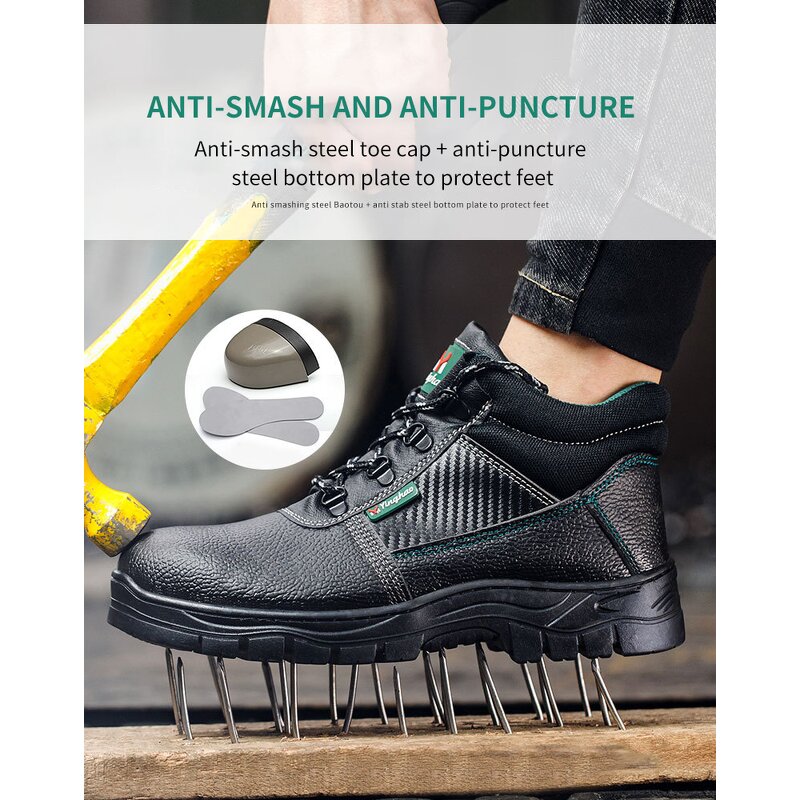 Man Work Safety Shoes Factory - PU Leather Iron Toe Puncture Resistant Boots
