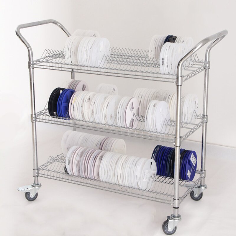 SMT Storage Shelf Factory - 3 Layer Carbon Steel Transfer Solution Cart