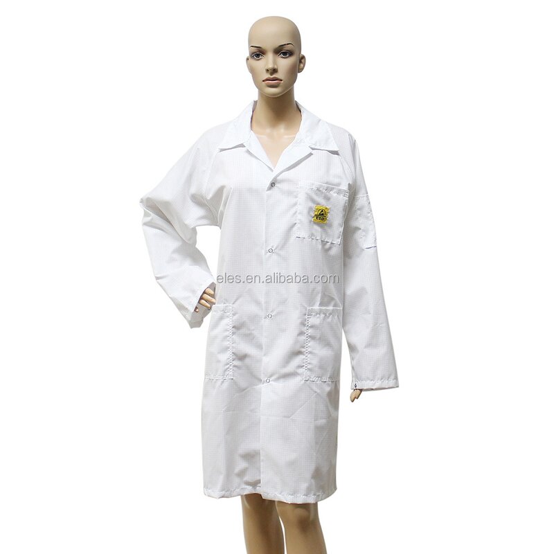 Anti-static Labcoat Factory - TC Cotton Conductive Fiber Cleanroom Coat