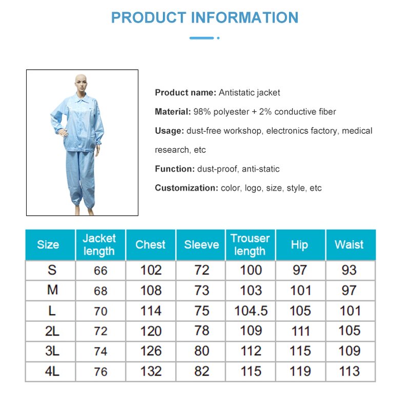 ESD Jacket Supplier - Comfortable Reusable Dust-Free Cleanroom Garment