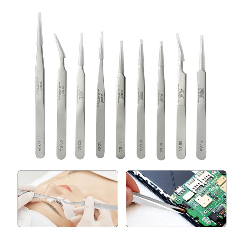 OEM VETUS Tweezers Supplier - ST Set Forceps Straight Tip Makeup Tweezer