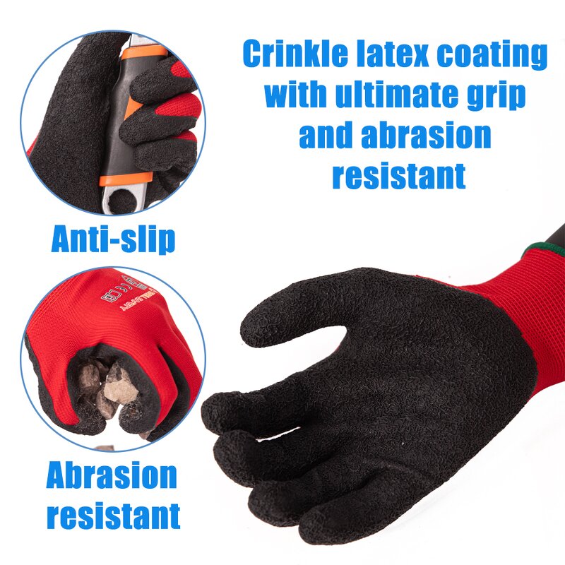 Worker Hand Gloves Manufacturer - Custom Red Black with Logo