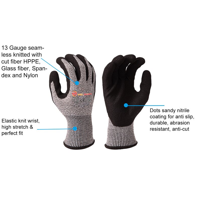 Anti-Cut Safety Gloves Supplier - Sandy A3 EN388 4 ANSI Coated