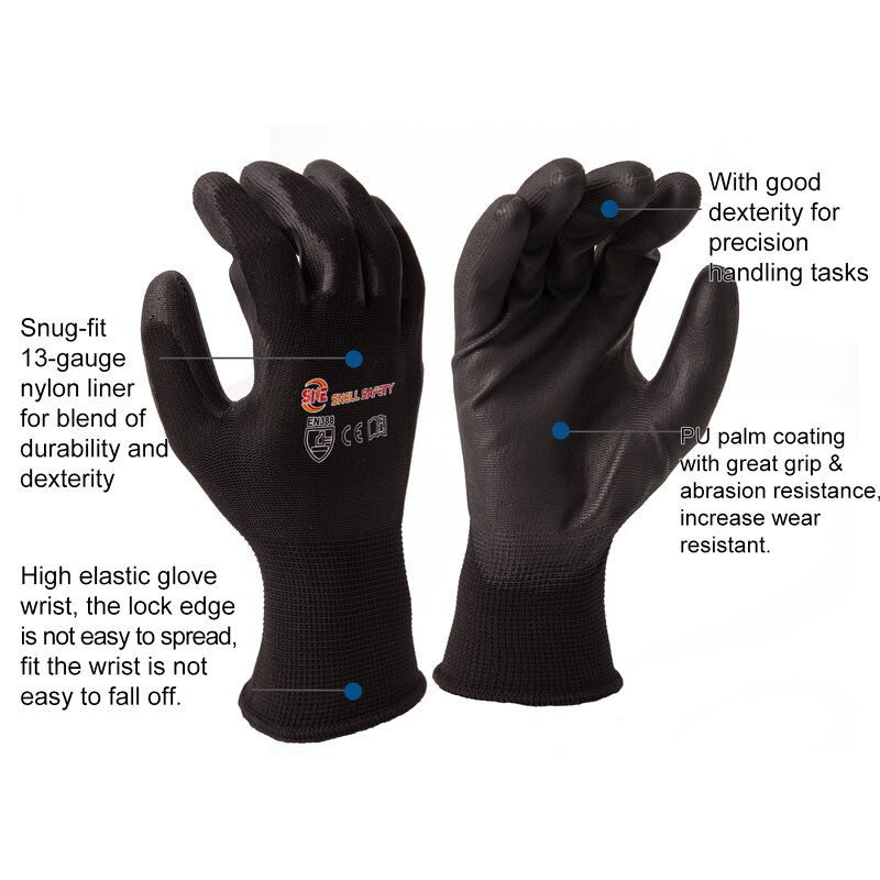 Work Safety Gloves Supplier - Factory Custom Logo Grey White Nylon