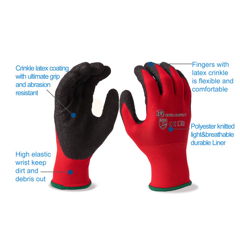 Worker Hand Gloves Manufacturer - Custom Red Black with Logo
