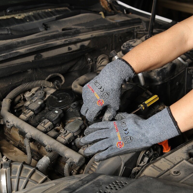 Latex Coated Gloves Supplier - Snell Safety 10 Gauge Black Crinkle