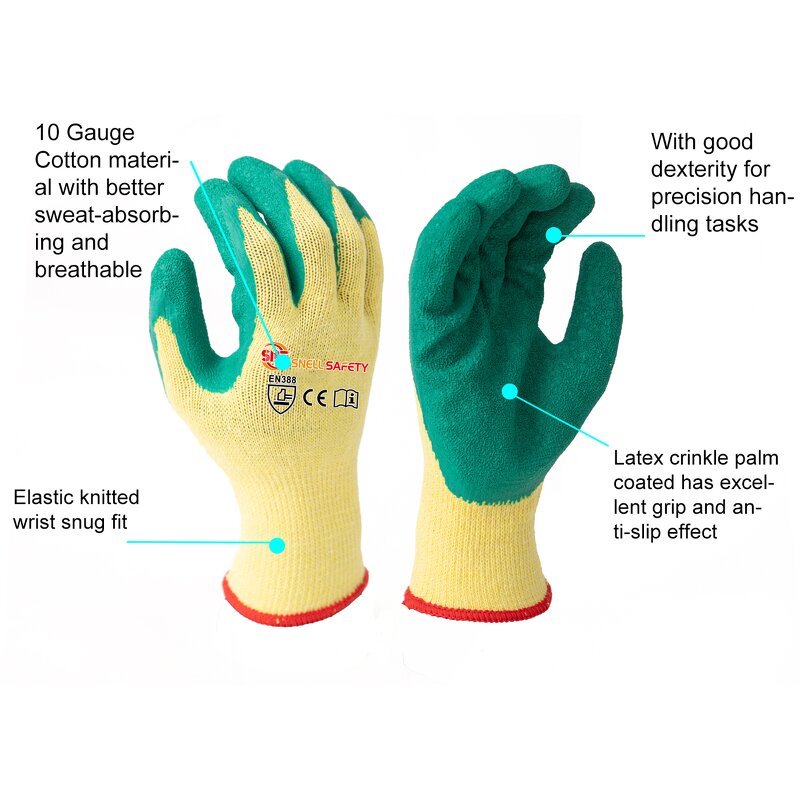 Work Safety Gloves Supplier - SNELL Safety 10 Gauge Cotton Latex