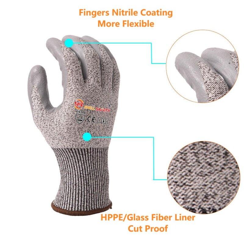 Cut Resistant Gloves Supplier - Level 3 Work Safety Nitrile Coated