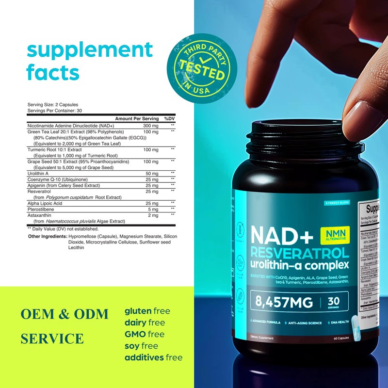 Oem Private Label 60 Capsules Nad Capsule for Skin Health and Support Nad+ Supplement for Energy Nad Supplement