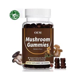 OEM  Pure Vegetarian and Lion Mane Mushroom Soft Candy Private Brand Sugar Free Mushroom Focus Puzzle Soft Candy