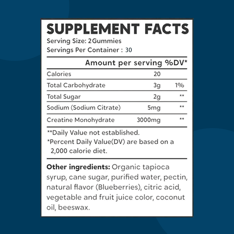 OEM Private Label Creatine Monohydrate Pre Workout Supplement Gummies MultiVitamin Sugar Free Custom Creatine Electrolyte Gummy