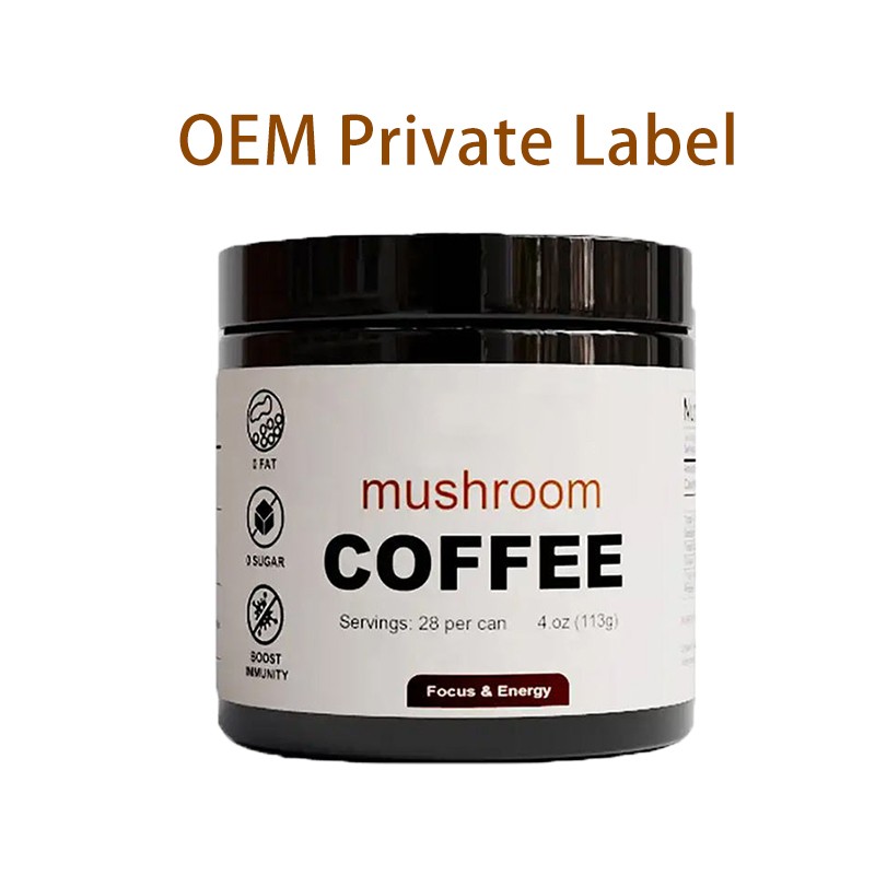HALAL Certificated OEM ODM Tasty Mushroom Coffee Powder Organic Shitake Lion's Mane Reishi Cordyceps Mushroom Powder