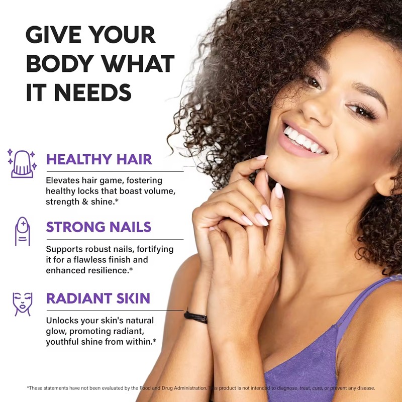 OEM ODM Supplier Supply Biotin Collagen Vitamins for Hair Growth Support B7 Supplement Strong Nails & Healthy Skin