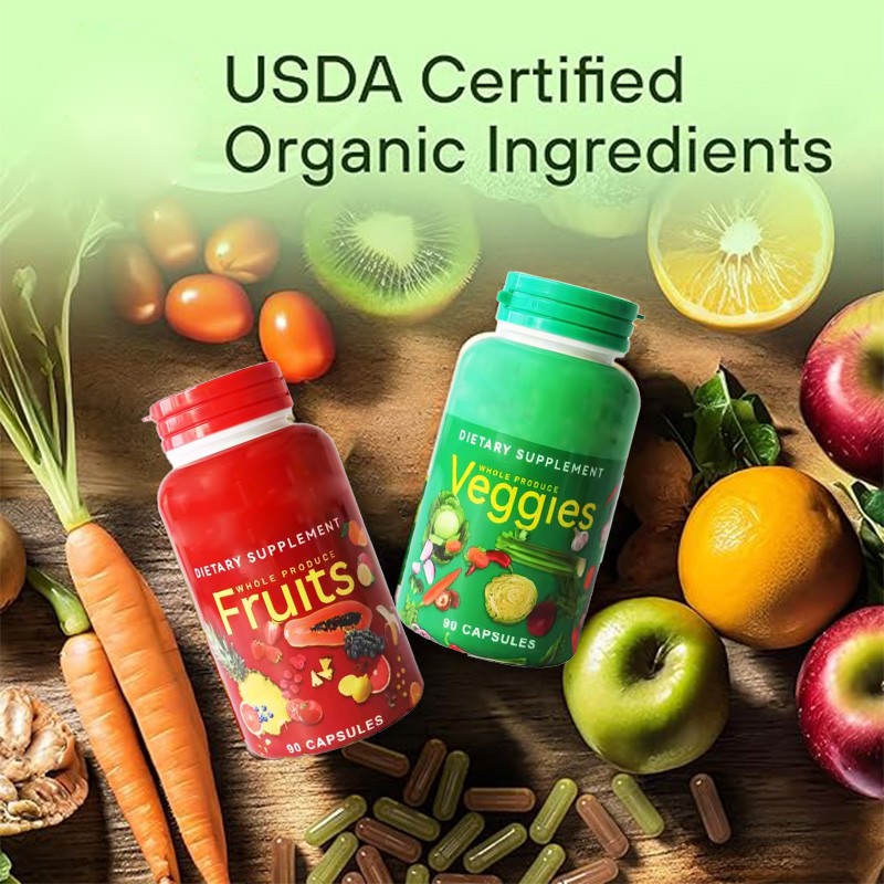 OEM Superfood Multivitamins Capsules Fruit and Vegetable Supplement Capsules Support Immune System Health