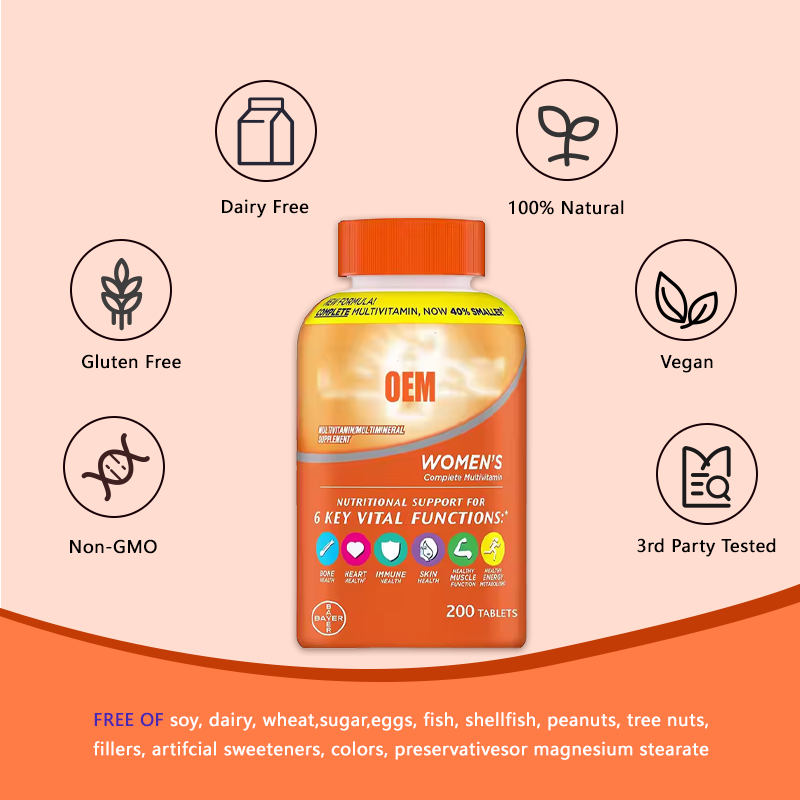 OEM Adult Natural 1000 mg Women's Multivitamin& Mineral Tablet Good Health Multivitamin Tablets for Women