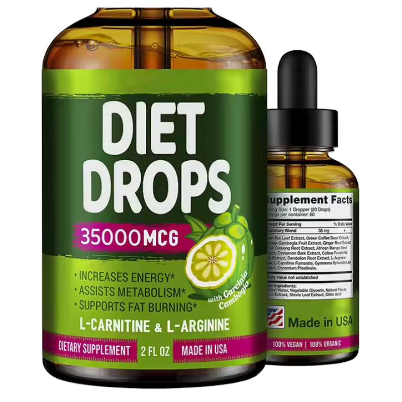 100% Organic Better Energy Natural Metabolism Booster Fast Diet Drops with Garcinia Cambogia Appetite Suppressant for Women Men