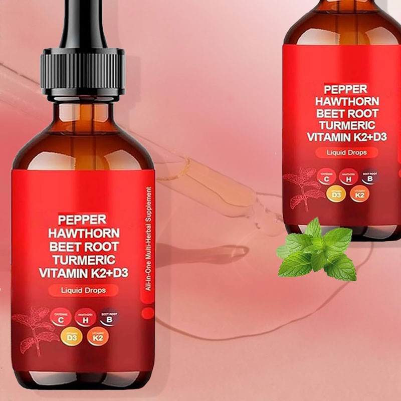 OEM 60ml Pepper Drops Supplement Liquid With D3K2 Beet Root Powder Curcumin Supplement Support Immune in Stock