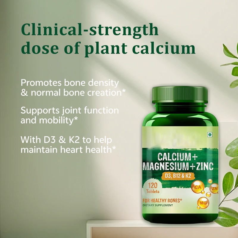 Private Label D3 B12 & K2 Calcium Magnesium Zinc Tablets Bone Nerve Muscle Health Supplement Magnesium Pills Tablets