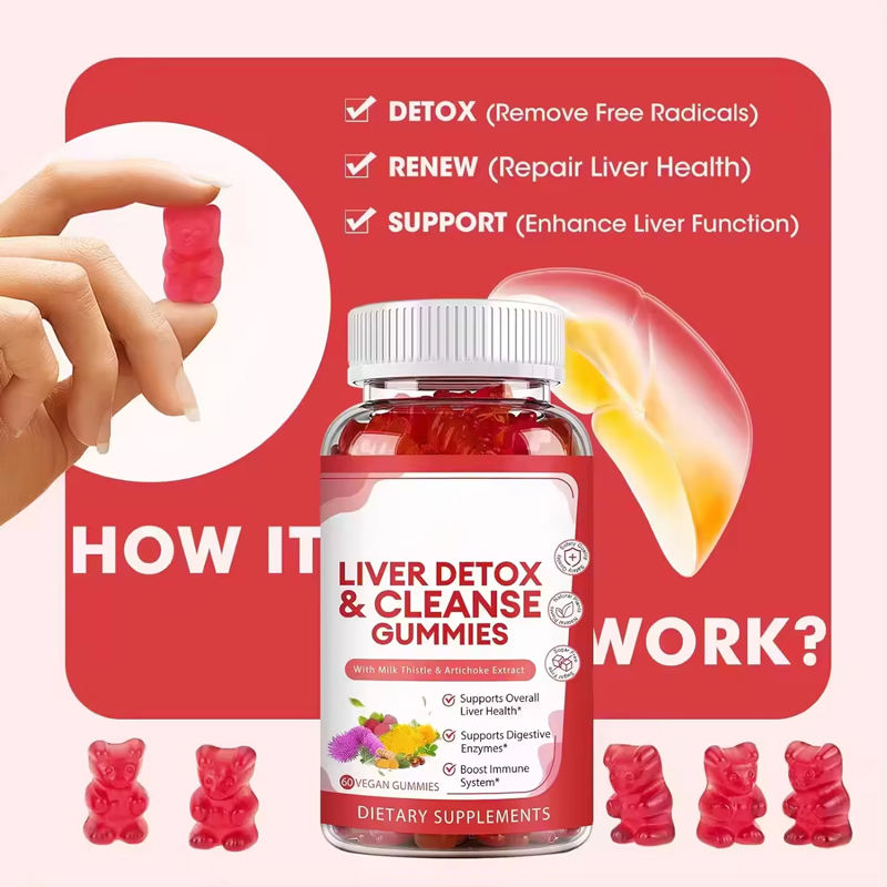 OEM OEM Liver Detox Cleanse Gummies Milk Thistle Artichoke Extract Supplement Natural Herbal Detox Cleanse Liver Health Gummies