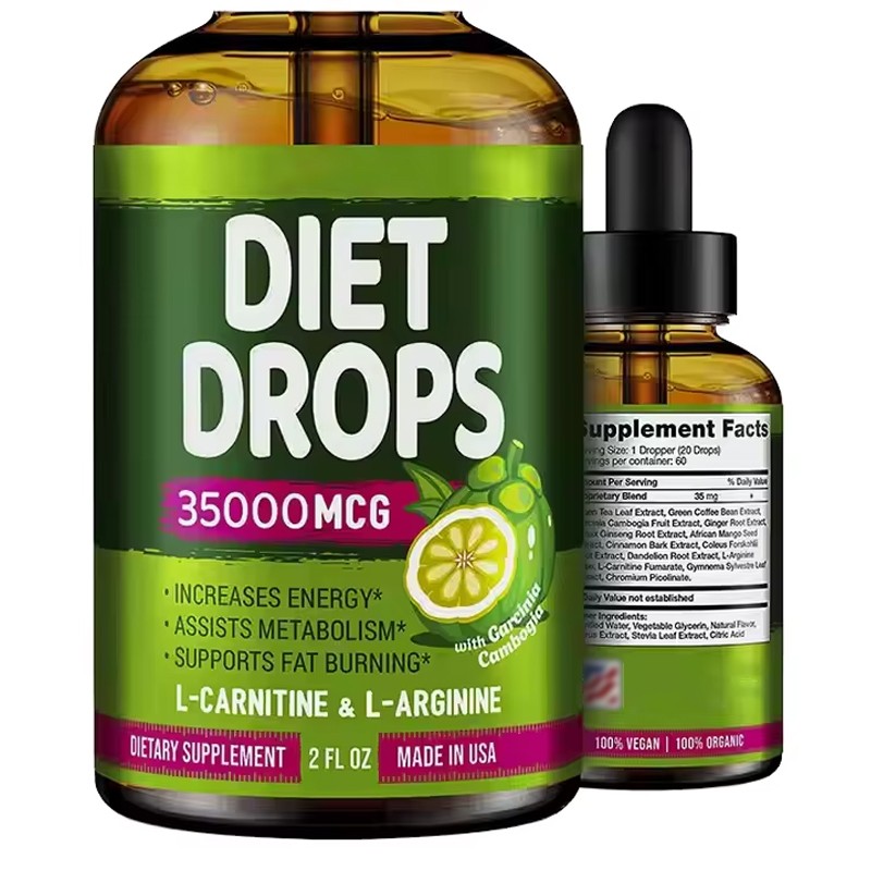 100% Organic Better Energy Natural Metabolism Booster Fast Diet Drops with Garcinia Cambogia Appetite Suppressant for Women Men