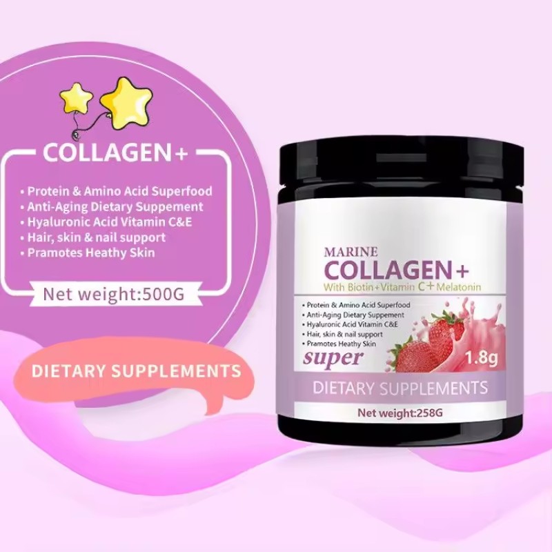 OEM Private Label Skin Whitening Brightening Collagen Powder Hyaluronic Acid Vitamin C Skin Hair Nail Support