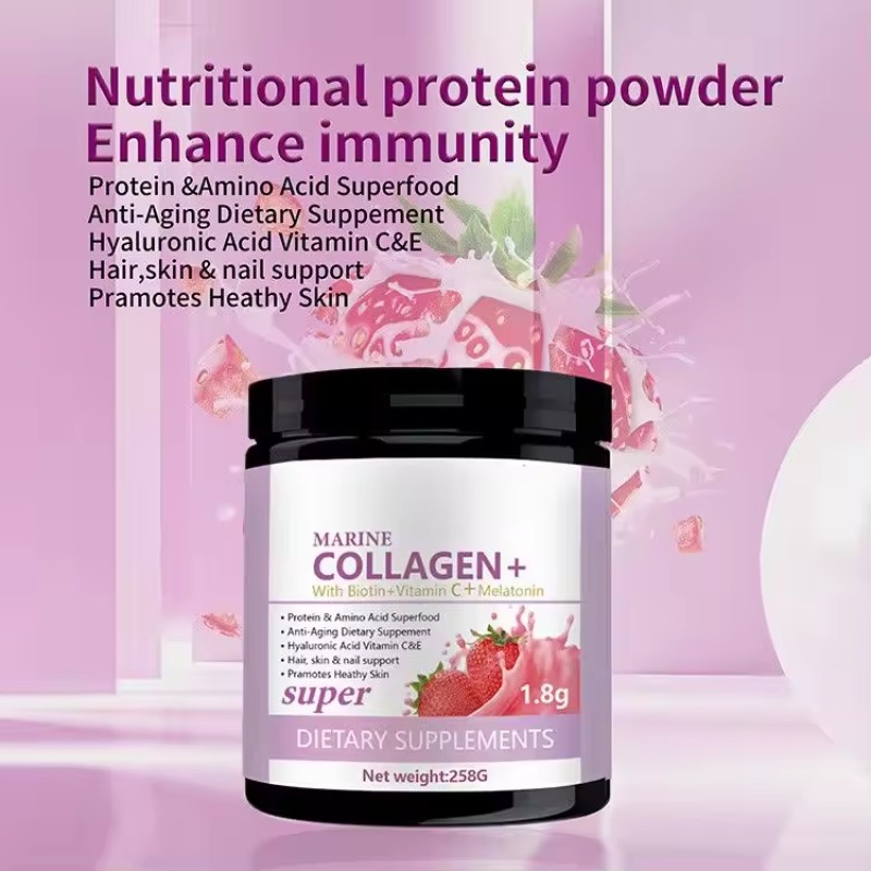 OEM Private Label Skin Whitening Brightening Collagen Powder Hyaluronic Acid Vitamin C Skin Hair Nail Support