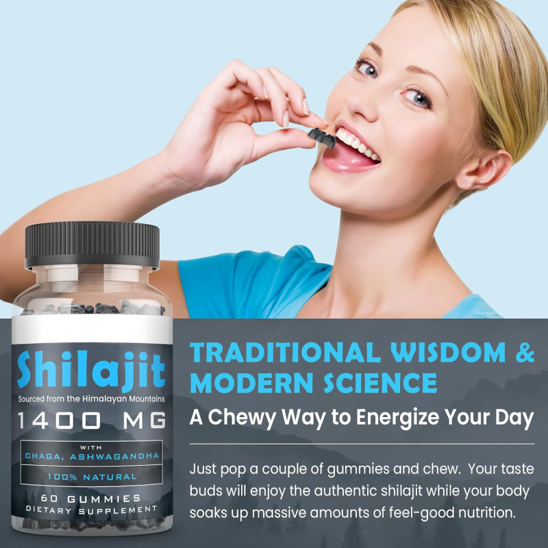 OEM Private Label Bear Shape Organic Pure 1400mg Himalayan Shilajit Gummies Chaga Shilajit Ashwagandha Extract