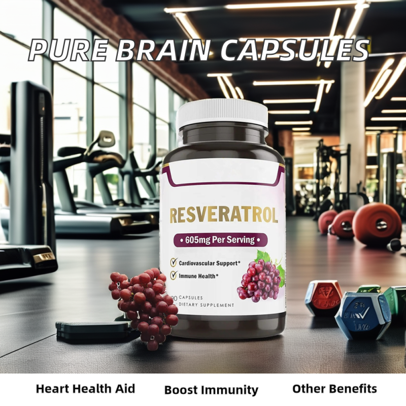 OEM/ODM/OBM Natural Pure Organic 99% Resveratrol Capsules Premium Formula Brain Focus Capsule for Adults