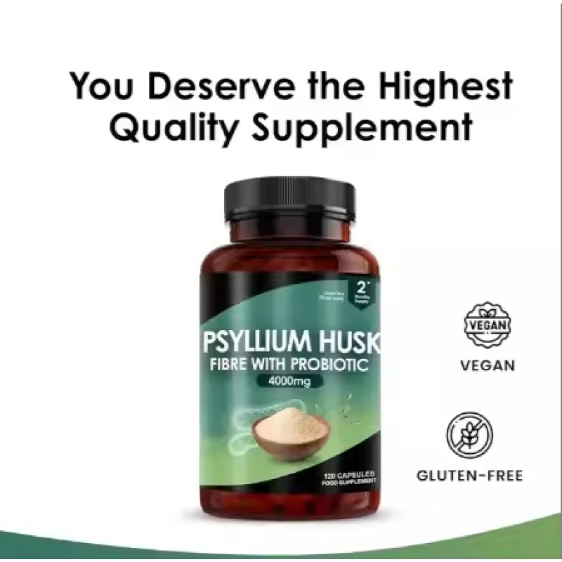 OEM ODM High Absorbency Psyllium Husk Capsules Probiotics 4000mg Psyllium Husk & Acidophilus Capsules