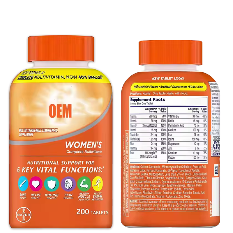 OEM Adult Natural 1000 mg Women's Multivitamin& Mineral Tablet Good Health Multivitamin Tablets for Women