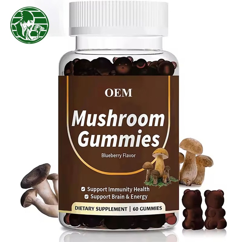 OEM  Pure Vegetarian and Lion Mane Mushroom Soft Candy Private Brand Sugar Free Mushroom Focus Puzzle Soft Candy