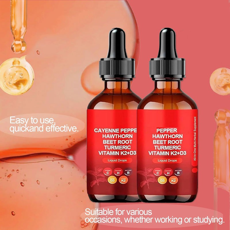 OEM 60ml Pepper Drops Supplement Liquid With D3K2 Beet Root Powder Curcumin Supplement Support Immune in Stock