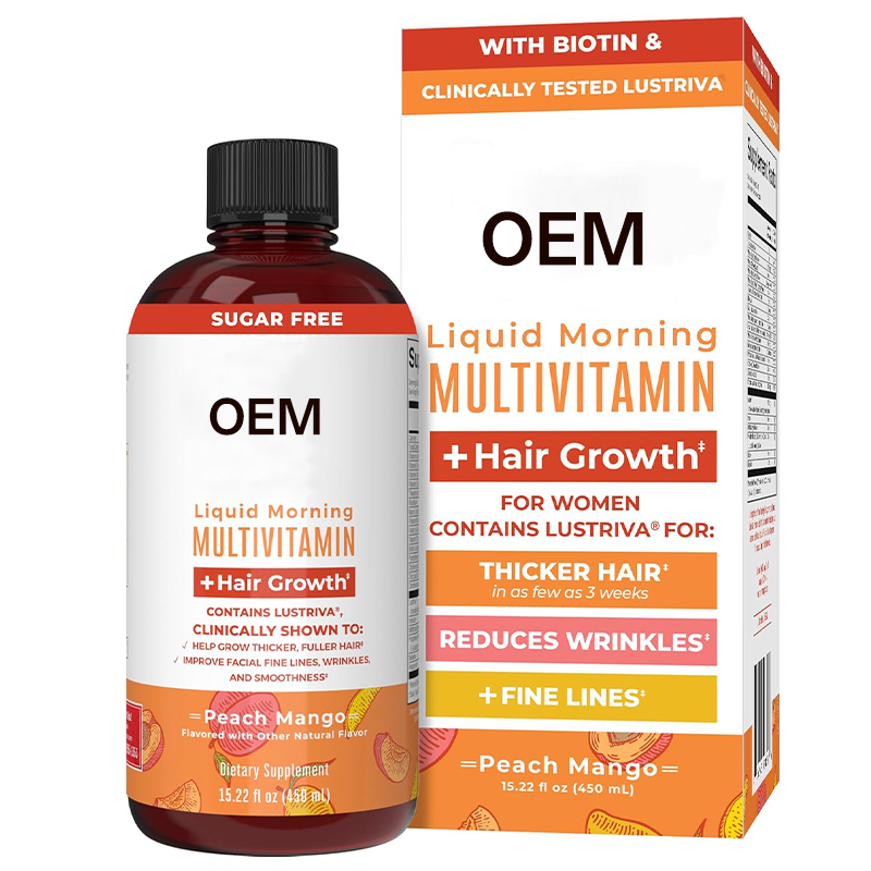 OEM Private Label Multivitamin Supplement Complex Multi-Vitamin b c e b5 d3 k2 Liquid Vitamins for Hair Growth Reduces Wrinkles