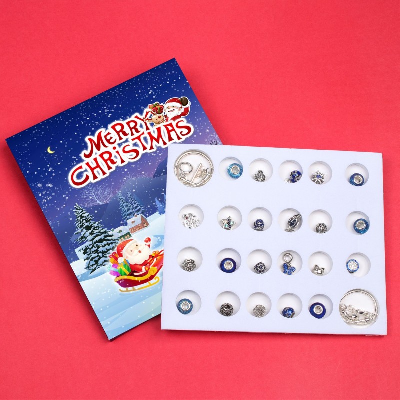 New DIY Children's Bracelet Set Blue Beaded Christmas Sleigh Blind Box Cute Unisex Butterfly Style Holiday Gift Wholesale