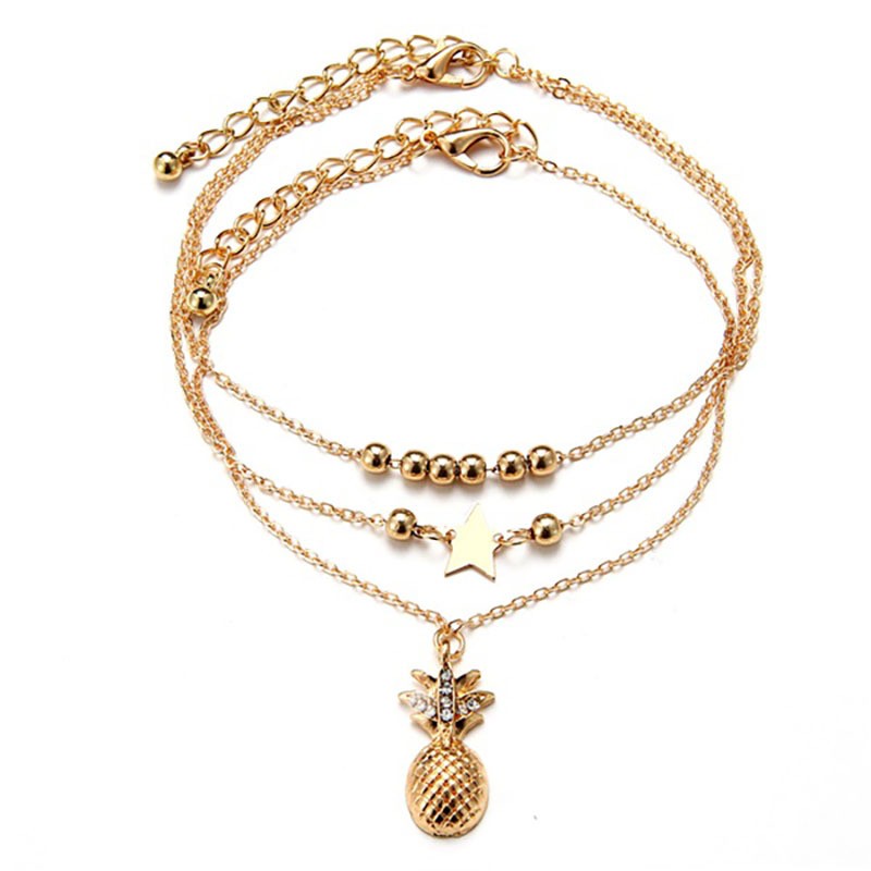 Gold Plated Retro Thick Chain Anklet Bracelet Personalized Retro Style for Women Cross-Border From Europe and United States