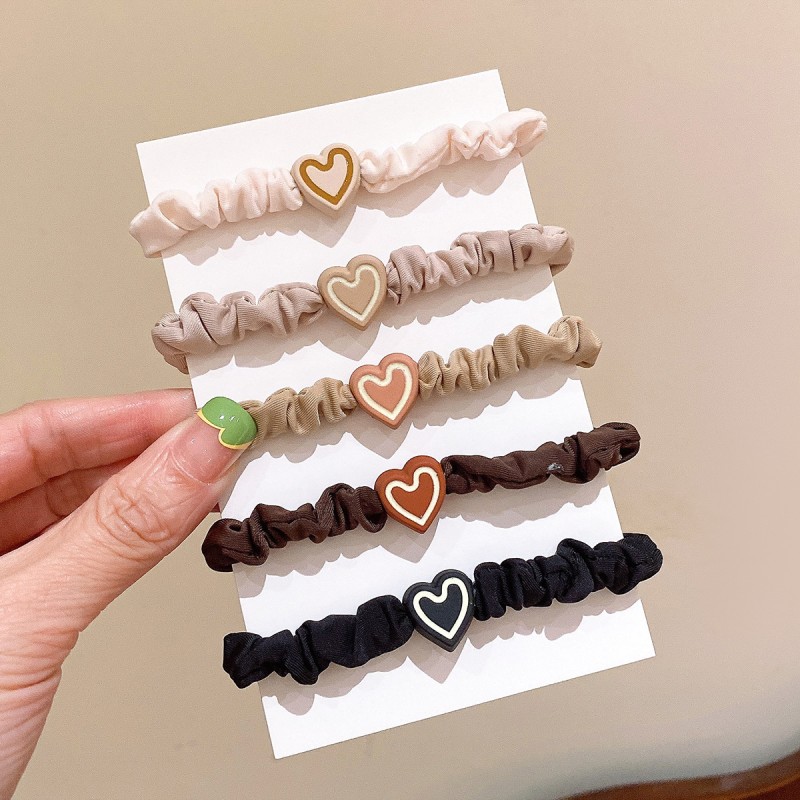 Wholesale Women's High Sensation Hair Accessories Ice Silk Small Intestine Ball Head High Ponytail Fabric Pearl Rubber Hairbands