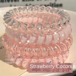 Korean Girl High Quality Summer All-Match Hair Rope Durable Hair Accessories Elastic Rubber Grape Coconut Telephone Line Design