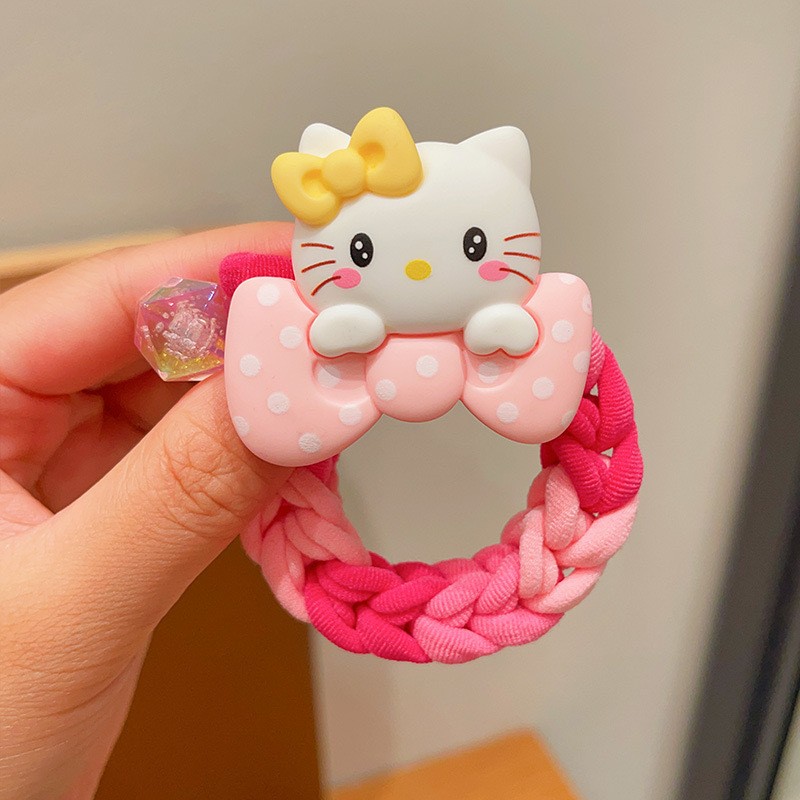 Wholesale Cute Cartoon Satin Hair Rope DIY Hair Accessories with Leather Cover Rainbow Braided Children's and Women's Hairband