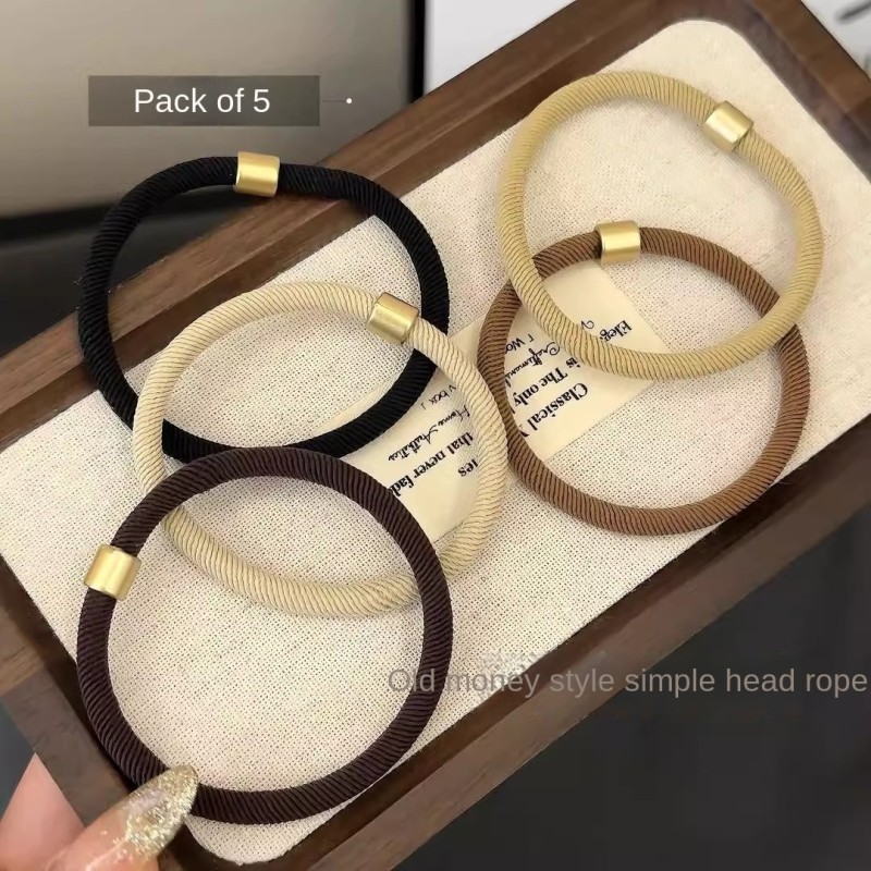 Women's Elastic High-Stretch Hair Accessories Basic Hair Ring and High-Grade Fabric Rope Simple High Ponytail for Kids