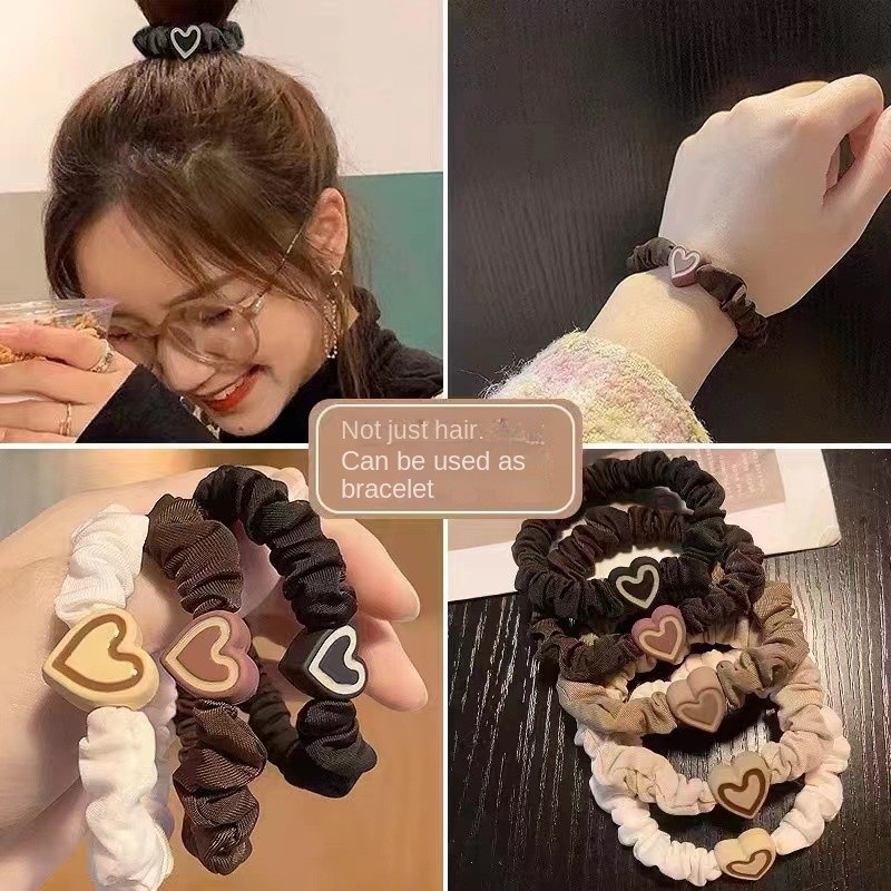 Wholesale Women's High Sensation Hair Accessories Ice Silk Small Intestine Ball Head High Ponytail Fabric Pearl Rubber Hairbands