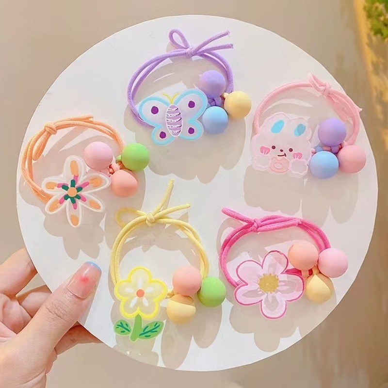 Children's Gentle Hair Accessory High Elastic Cute Rubber Hair Rope with Sweet Little Girls' Design Gentle Hair Headdress Kids